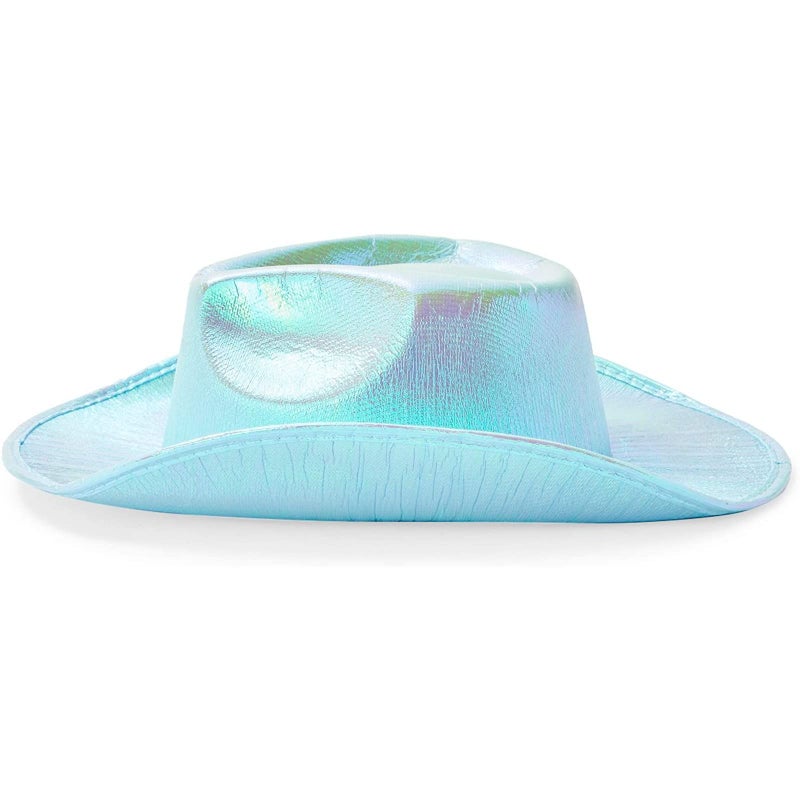 Zodaca Holographic Cowboy Hat - Adult, Light Blue EVA Foam - Cowboy Hats for Women, Iridescent Glitter Sparkle - Space Festival Party Accessory - Image 4